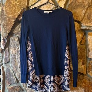 LOFT Navy Blue Paisley Blouse